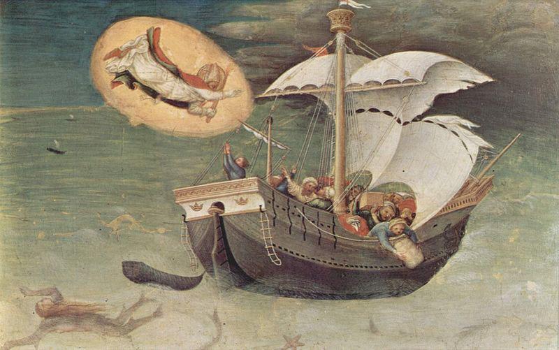  Quaratesi-Polyptychon, funf Predellatafeln mit Szenen aus dem Leben des Hl. Nikolaus von Bari